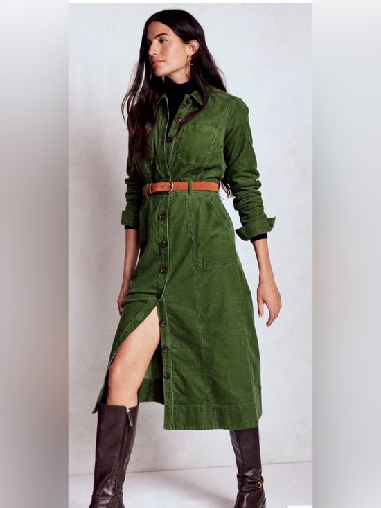 Boden Dresses & Skirts - Boden Green Button-Front Midi Dress with Belt Sz L 20-22